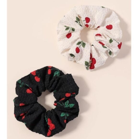 Cherry Print Scrunchies  - Picture 1 of 4